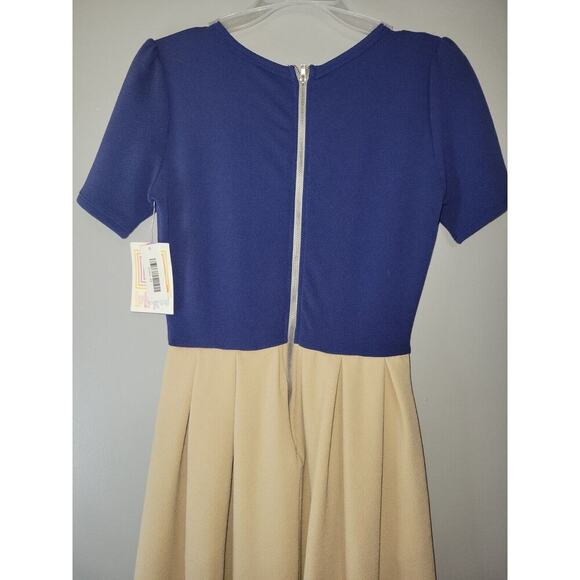 LulaRoe Amelia Womens XS Fit Flare Back Zip Colorblock Short Sleeve Knee Dress - Picture 12 of 15